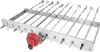 A stainless steel rotisserie grill with multiple skewers and a red motor attachment, shown against a white background. Produktbild-Vorschau