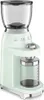 A pastel green Smeg coffee grinder is shown against a white background. Náhled obrázku produktu
