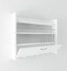A white wall-mounted kitchen shelf unit with a partially open door and hooks below. Anteprima dell’immagine prodotto