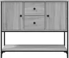 A gray wooden sideboard with black metal legs and a shelf underneath, shown against a white background. Náhľad obrázku produktu