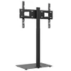 A black TV stand with a shelf, shown against a white background. Podgląd zdjęcia produktu