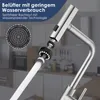 A close-up of a kitchen faucet with water flowing, highlighting its aerator and spray function, set against a blurred kitchen background. Podgląd zdjęcia produktu