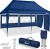 A blue pop-up canopy tent with windows and side panels, along with its accessories, displayed on a white background. Anteprima dell’immagine prodotto