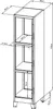 A technical drawing with dimensions of a tall, narrow cabinet with three shelves and doors. Anteprima dell’immagine prodotto