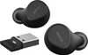 A pair of black Jabra wireless earbuds and a USB dongle are displayed against a white background. Náhled obrázku produktu