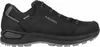 A black and gray LOWA hiking shoe is shown from the side against a white background. Voir les images du produit