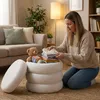 Relaxdays Teddyfell Hocker, gepolstert, HxD: 47 x 42 cm, Produktbild-Vorschau 2