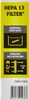 A vertical panel with text and icons describing a HEPA 13 filter. Voir les images du produit