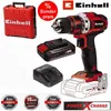 A collage of a cordless drill, its accessories, and marketing badges. Produktbild-Vorschau