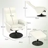 A cream-colored recliner chair and ottoman with dimensions labeled. Produktbild-Vorschau
