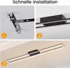 Collage showing three steps of installing a modern LED ceiling light. Voir les images du produit