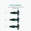 An image showing an extendable scooter in three different height settings, with text explaining its features. Voir les images du produit