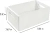 A white storage box with dimensions indicated by measurement lines and text. Produktbild-Vorschau
