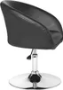 A black leather-look armchair with a chrome base and adjustable height. Produktbild-Vorschau