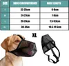 A size chart for dog muzzles is shown above images of a dog wearing a muzzle and a separate muzzle. Produktbild-Vorschau