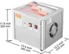 A stainless steel rolled ice cream machine with dimensions labeled. Voir les images du produit