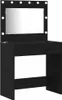 A black vanity table with a lighted mirror and two drawers, shown against a white background. Náhled obrázku produktu