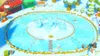 A winter scene with an ice rink, snowmen, and people ice skating. Produktbild-Vorschau