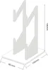 A 3D rendering of a transparent controller stand with dimensions indicated. Produktbild-Vorschau