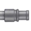 A close-up of a metal curtain rod end piece with a decorative band. Náhled obrázku produktu