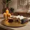 Grand plateau rond en métal « Nizza Gold » de 50 cm | Voir les images du produit 3