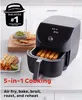 An Instant Pot air fryer is shown with food being cooked in it, along with a bowl of guacamole and chips. Produktbild-Vorschau