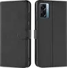 A black flip case for a smartphone is shown from the front and back. Produktbild-Vorschau