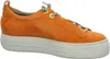 A side view of an orange sneaker with a white sole. Produktbild-Vorschau