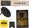 A collage of various items including dominoes, a phone stand, a measuring tape, and a deck of cards. Náhľad obrázku produktu