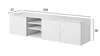 A white, modern, wall-mounted RTV cabinet with dimensions indicated by numbers. Produktbild-Vorschau