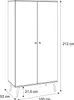 A line drawing of a wardrobe with dimensions indicated. Produktbild-Vorschau