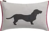 A rectangular pillow with a dachshund silhouette printed on it. Produktbild-Vorschau