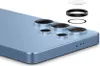 A close-up of the rear camera lenses of a blue smartphone, with accessory components shown above. Náhľad obrázku produktu