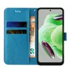 A blue flip case for a smartphone, with cards and a banknote inserted. Produktbild-Vorschau