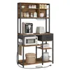 A kitchen baker's rack with various kitchen appliances and storage items. Náhled obrázku produktu