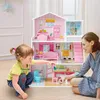 GOPLUS 3-stöckige Puppenhaus, Kinderpuppenhaus mit Süßes Produktbild-Vorschau 2