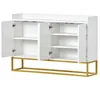 A white sideboard with open doors and shelves, supported by a gold metal frame. Anteprima dell’immagine prodotto