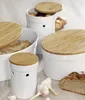 Kela Zwiebeltopf Keramik weiß 15cm Bambusdeckel 20cm hoch Produktbild-Vorschau 3