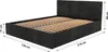 A black upholstered bed frame with a slatted base and a headboard, shown with dimensions indicated by measurement lines and text. Podgląd zdjęcia produktu