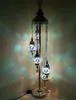 Lampadaire turc en mosaïque fait main, bleu, avec 5 boules Voir les images du produit 1