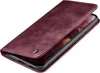 A burgundy flip case for a smartphone is shown from a diagonal angle, with the front cover partially open. Produktbild-Vorschau