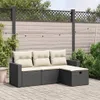 An outdoor patio scene with a sectional sofa and string lights. Podgląd zdjęcia produktu