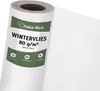 A roll of white winter fleece with a green label showing product information. Produktbild-Vorschau