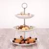 Plat gracieux gradué en porcelaine blanche pour gâteaux et Voir les images du produit 6