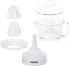 A collection of parts for a citrus juicer, laid out on a white background. Produktbild-Vorschau