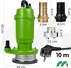 A green submersible pump with various accessories and measurement indicators. Podgląd zdjęcia produktu