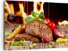 Bild auf Leinwand - Leinwandbild - Essen Holz Feuer Steak - Produktbild-Vorschau 1