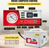 A vacuum packer machine with various labels and diagrams pointing to its features and functions. Produktbild-Vorschau