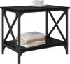 A black side table with a shelf, a stack of books on the shelf, and a coffee cup on top. Podgląd zdjęcia produktu