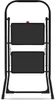 A black two-step folding step stool is shown from the front against a white background. Podgląd zdjęcia produktu